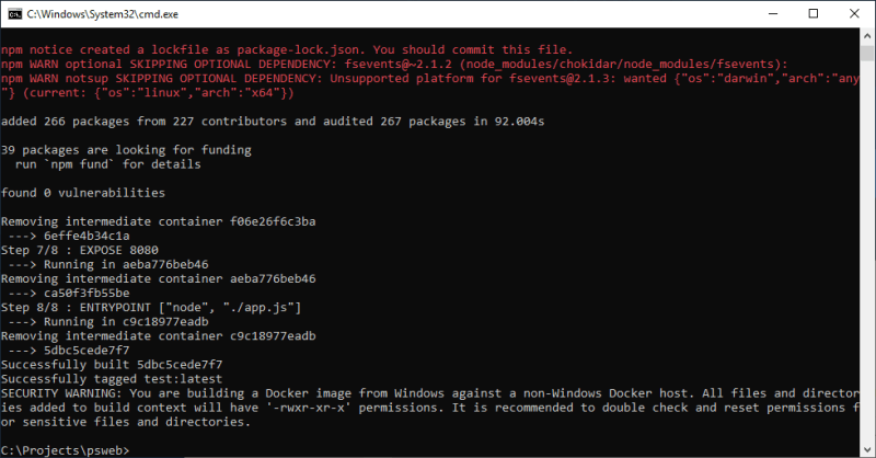Building a container from a Dockerfile - End of the process Building a container from a Dockerfile - End of the process