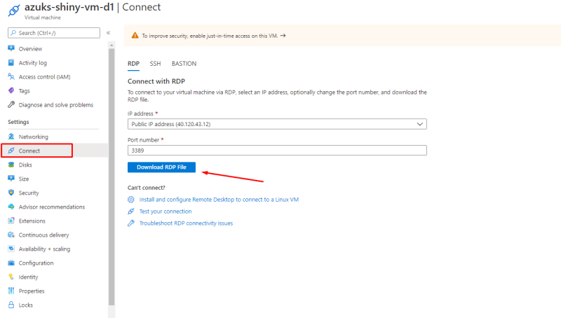 Connect to the Ubuntu's virtual machine with RDP - Deploy ShinyApps with Azure and Docker