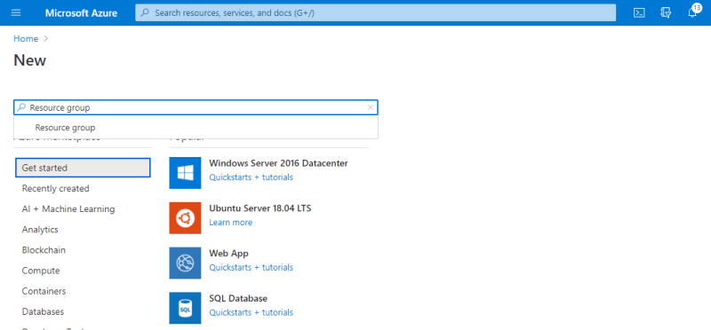 Search for a Resource Group to create- Deploy ShinyApps with Azure and Docker