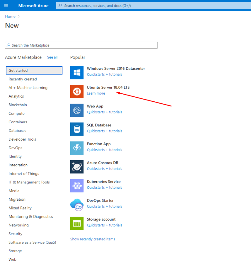 Create a new Ubuntu's virtual machine on Azure - Deploy ShinyApps with Azure and Docker