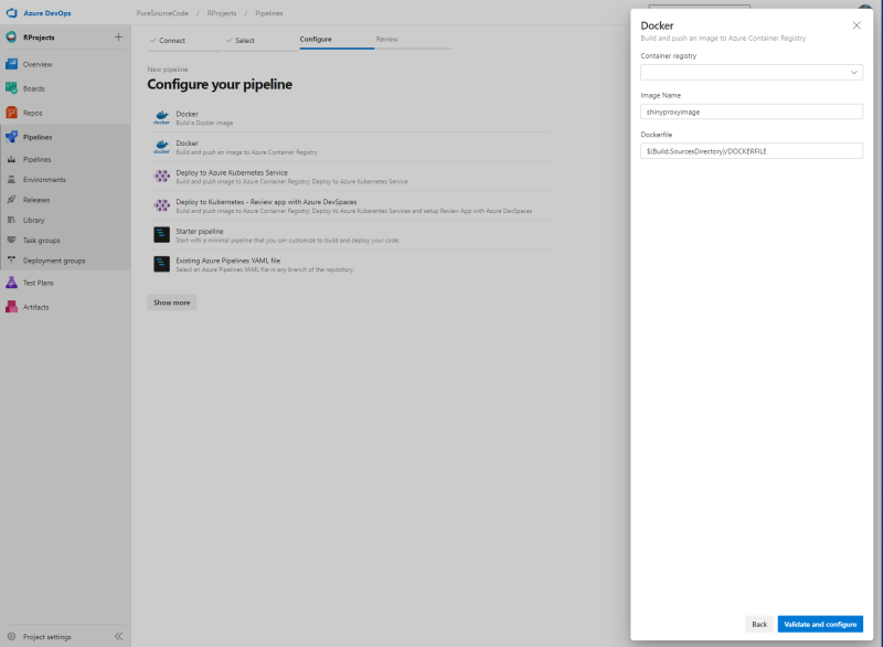 Azure DevOps - Pipeline: docker options - Deploy ShinyApps with Azure and Docker