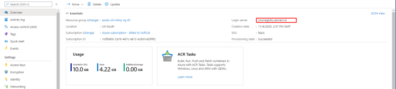 Azure Container Repository login server - Deploy ShinyApps with Azure and Docker