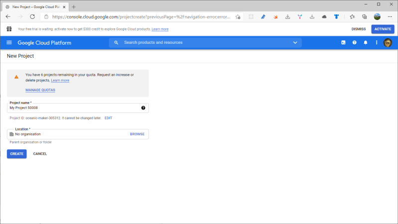 Google Cloud Platform new project - External providers in AdminLTE project