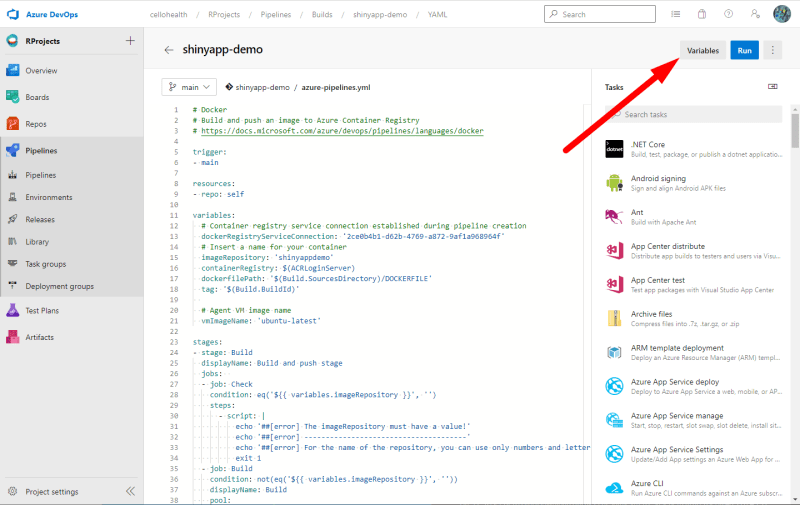 Variables for a single pipeline - Customize your pipeline in Azure DevOps