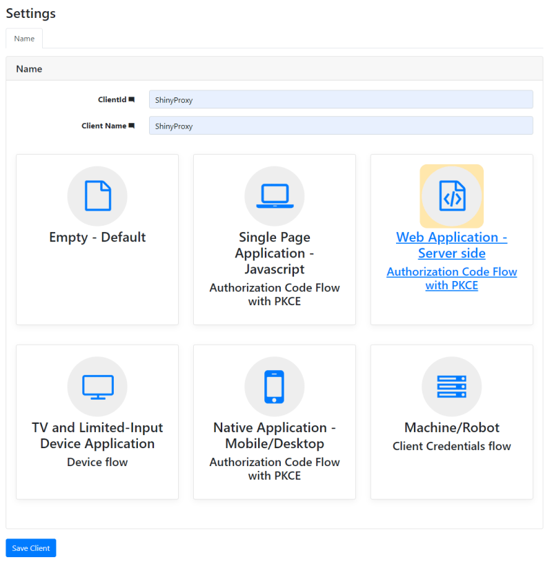 Configure a new client with IdentityServer - Authentication in ShinyProxy with IdentityServer