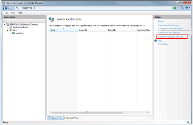 Create self-signed certificate
