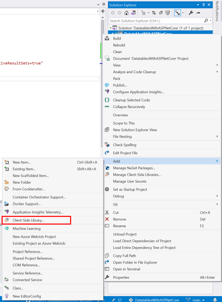 Client-Side Library on Visual Studio 2019 for your project