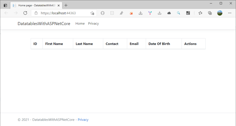 Datatables.net is not initialized - Datatables in ASP.NET Core Server-Side
