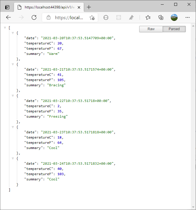 The API with versioning - API Version n. 1 - Creating .NET Core API with versioning