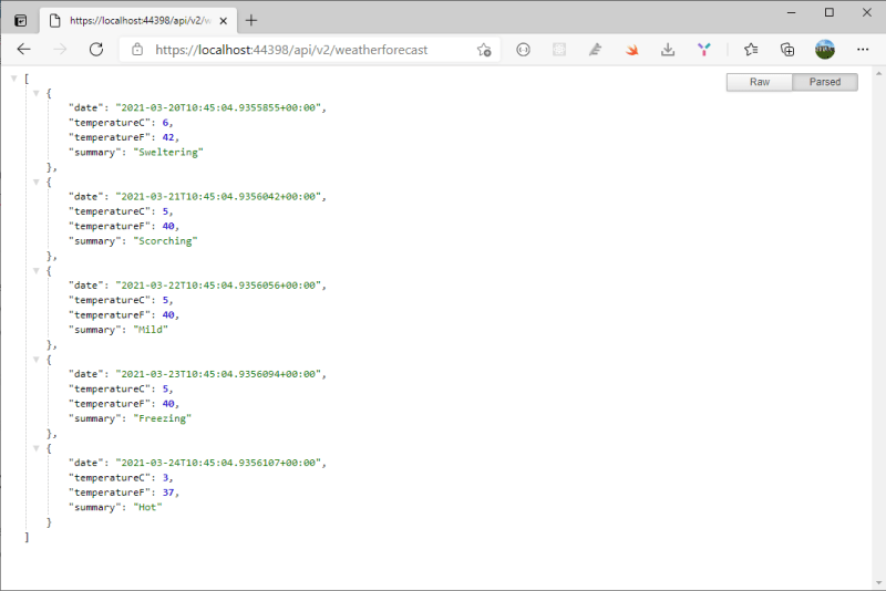 The API with versioning - API Version n. 2 - Creating .NET Core API with versioning