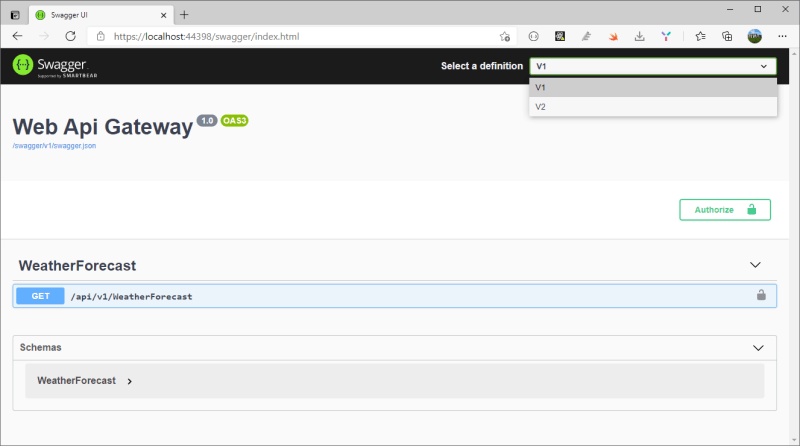 SwaggerUI with API versioning - Creating .NET Core API with versioning