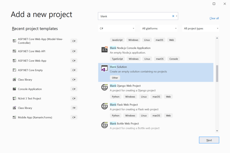 - Setting up the application ASP.NET Core