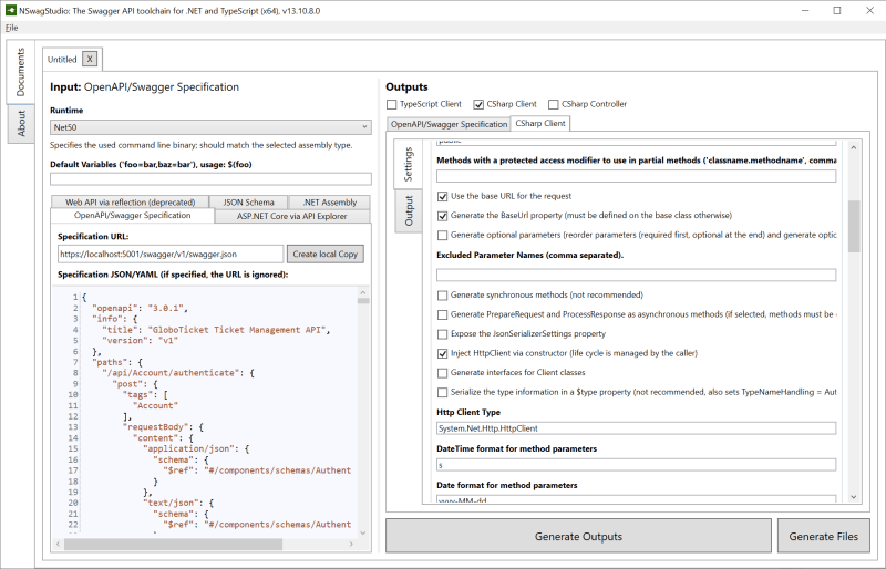 Inject HttpClient in the NSwagStudio settings - How adding an UI built in Blazor