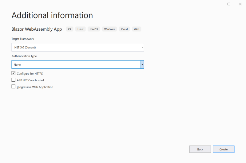 Additional information - Setting up a Blazor WebAssembly application