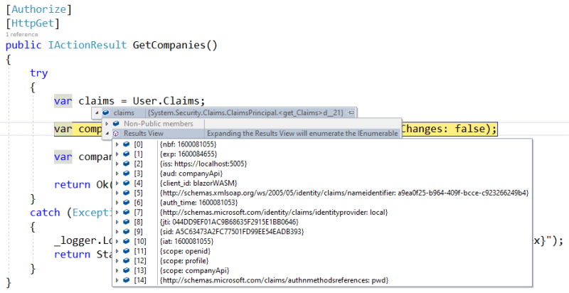 Inspecting claims from HTTP Request from Blazor WebAssembly - Blazor using HttpClient with authentication