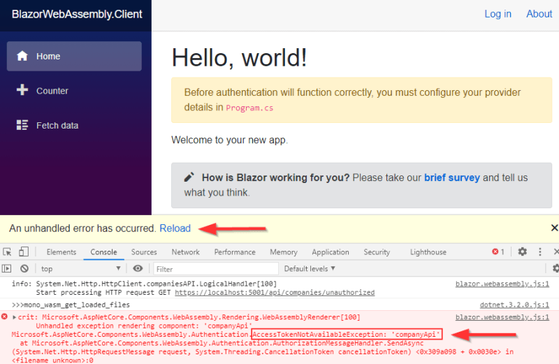 AccessTokenNotAvailableException error message in the Http request