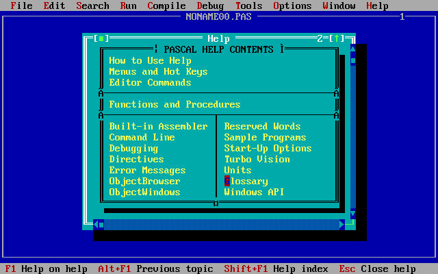 Turbo Pascal 7.1 Help - Fifty years of Pascal