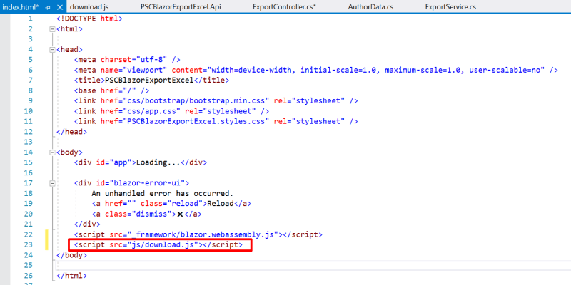 Add download.js in the index.html