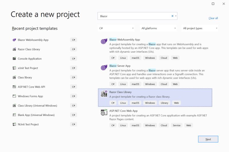 Create a Razor Class Library - Write a reusable Blazor component