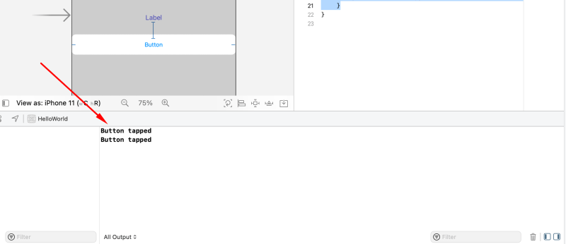 buttonTapped output in the console