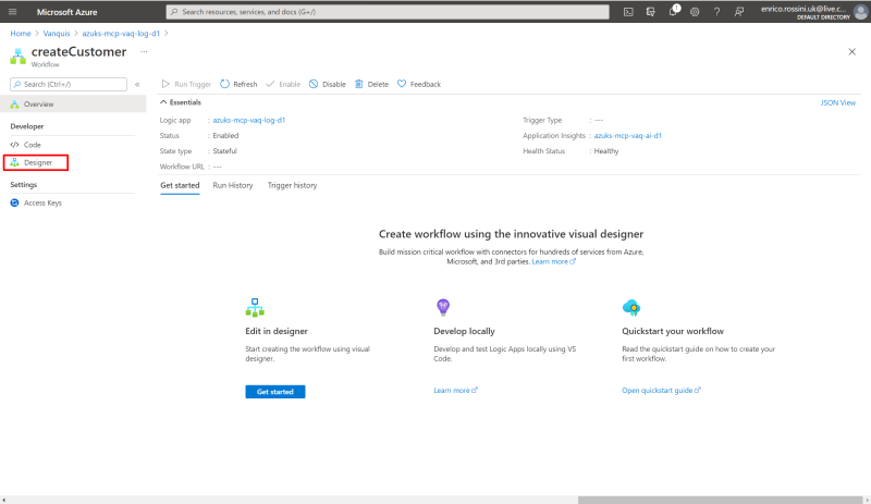 createCustomer workflow: dashboard