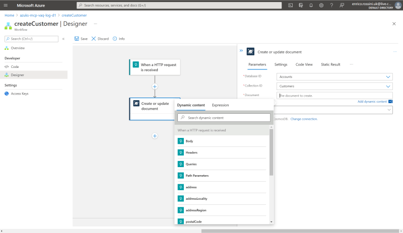 createCustomer: select Body from the request