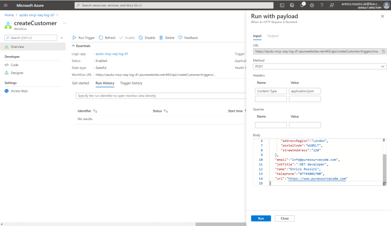 Testing our workflow createCustomer 