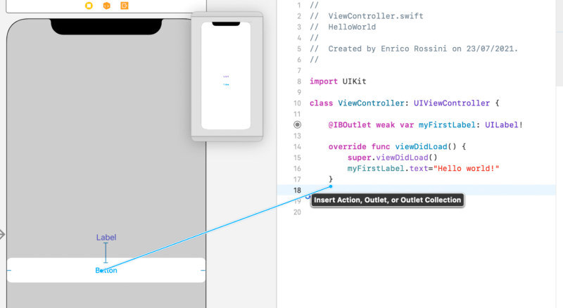 Create an action for a Button