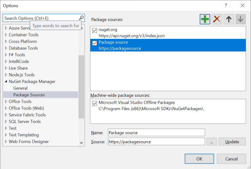 New Package source in Visual Studio 2021