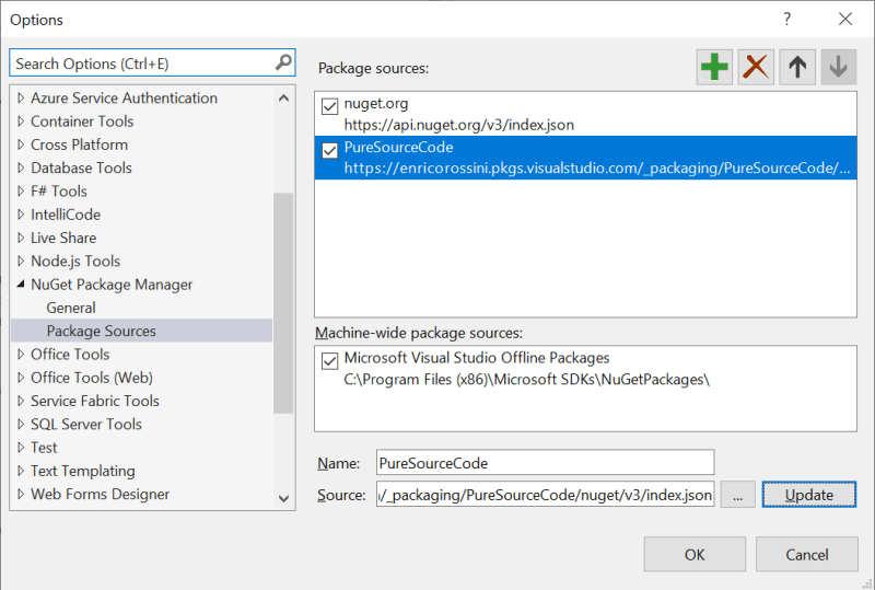 The new package source is added