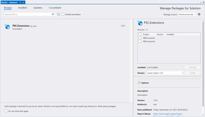 Manage Packages for Solution in Visual Studio 2021