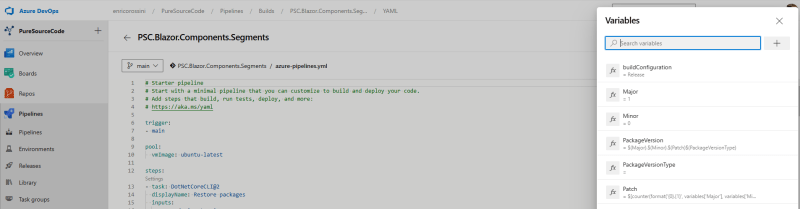 Variables for the pipeline - Ultimate pipeline for NuGet packages