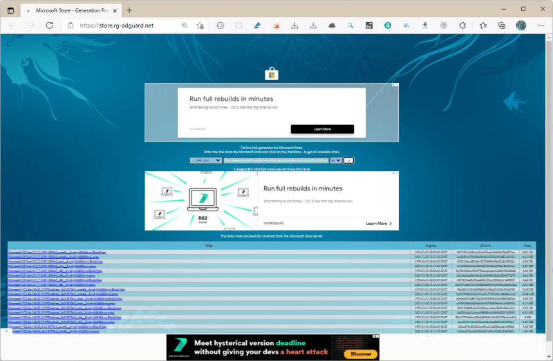Using RG-Adguard.net to download the installer