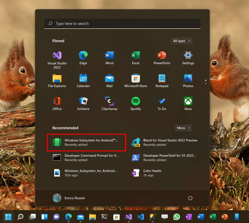 Windows Subsystem for Android is installed