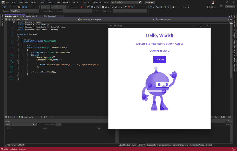 MAUI application for Android running on Windows Subsystem for Android