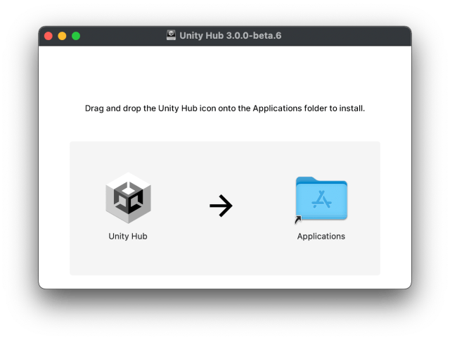 Copy Unity Hub in the Applications folder