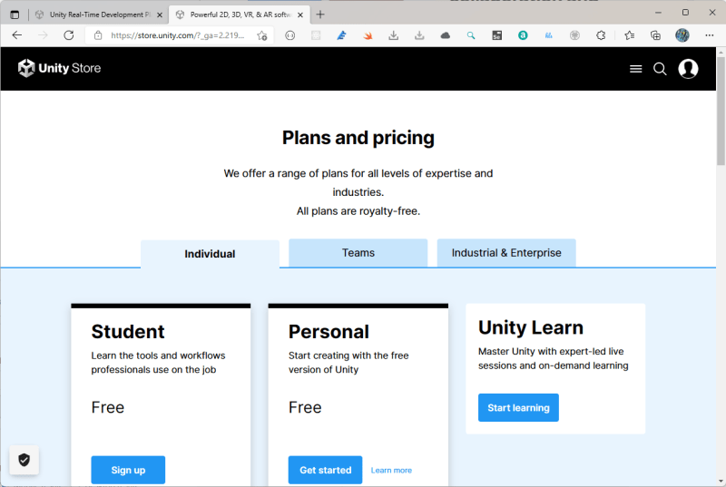 Unity Store - Start with Unity 2021
