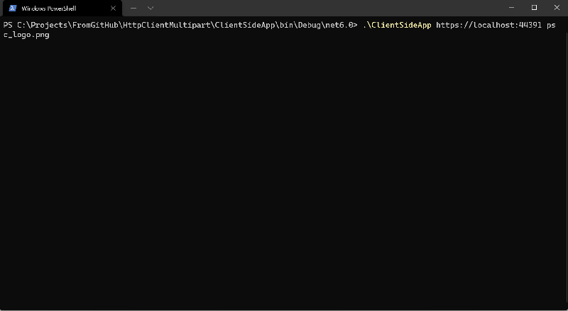 Demo Application calls the API to upload an image - Upload/Download Files Using HttpClient