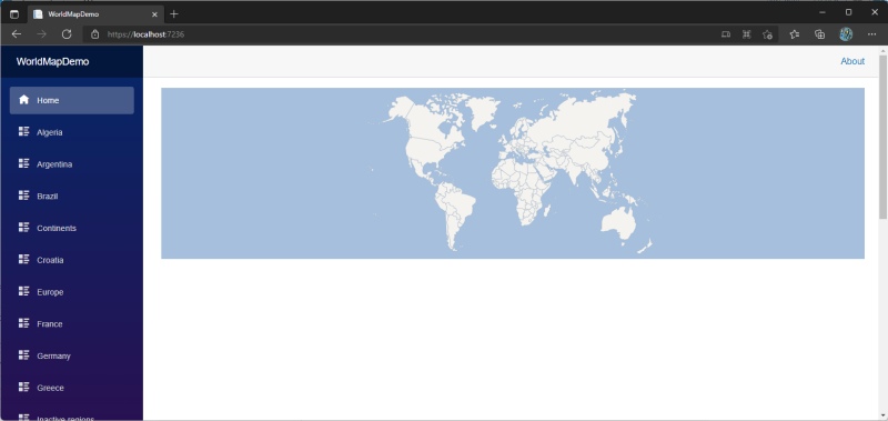 Basic world map - World Map component for Blazor
