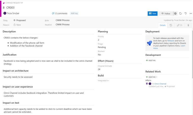 CMMI Change Request Work Item
