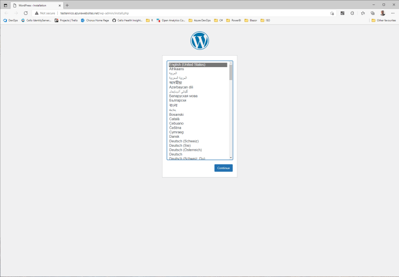 WordPress configuration: language - Deploy WordPress with Azure DevOps
