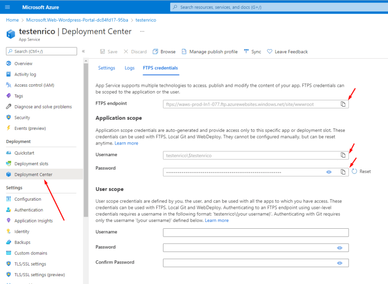 Configure the Deployment Center