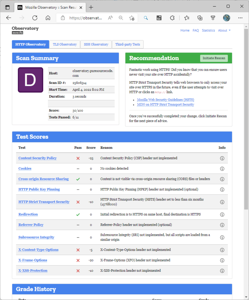 ASP.NET Core website out of the box - Add Security Header our website