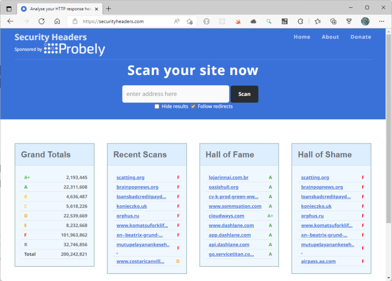 Security Header home page - Add Security Header our website