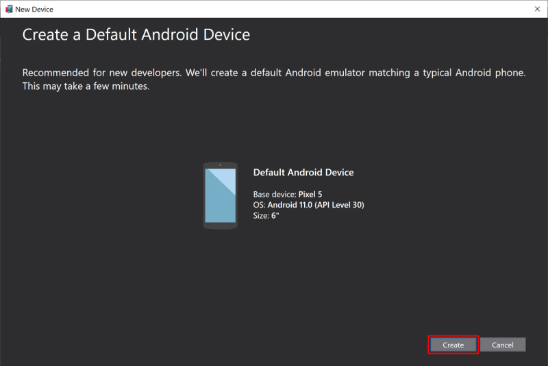 Create a Default Android Device