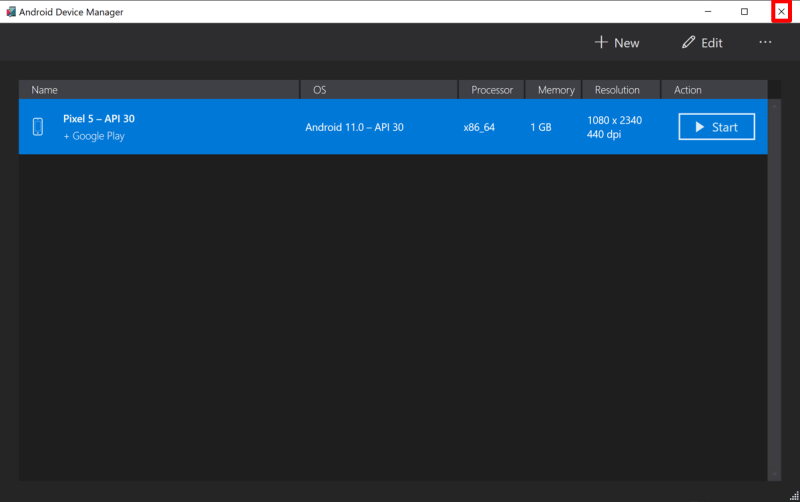 Android Device Manager with the Default emulator