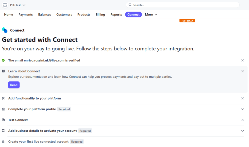 Get started with Connect form - Stripe Connect Express with Blazor