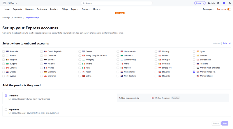 Set up your Express account - Country