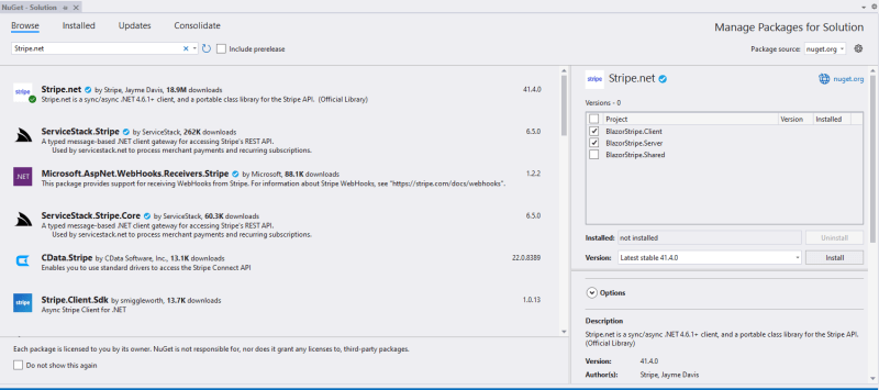 Add Stripe.net as NuGet package to your projects - Create Stripe webhooks receiver