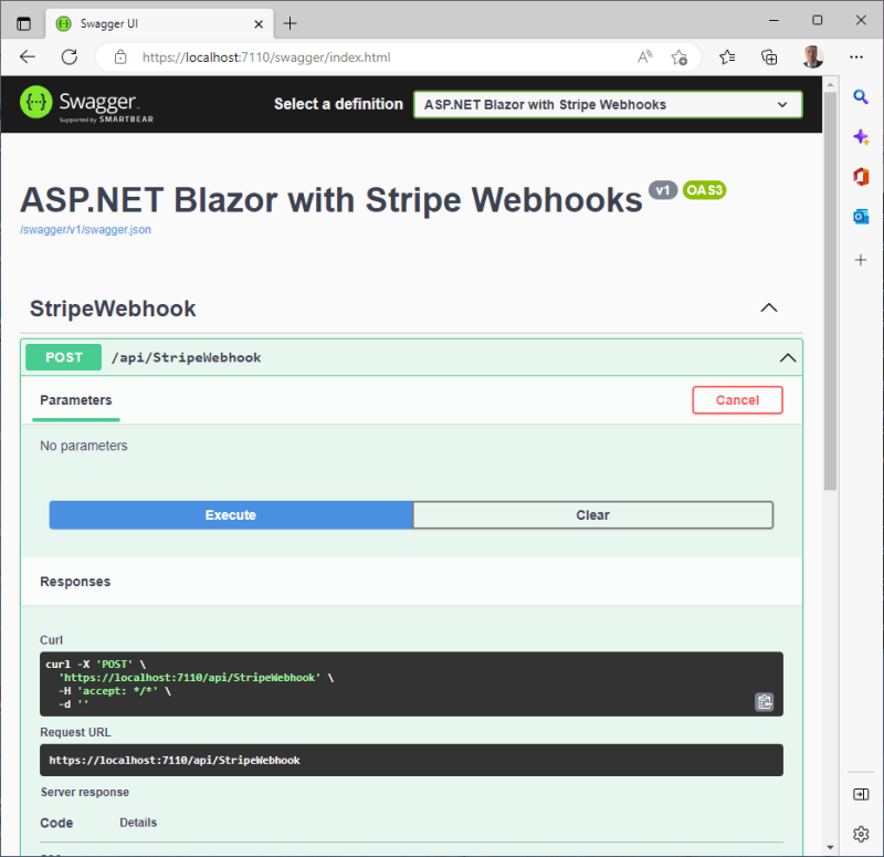Swagger for the Stripe webhooks